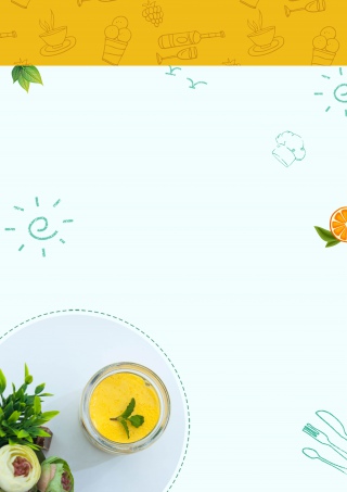 俯视图清新手绘活力早餐美食食物广告背景