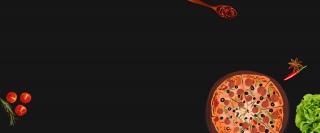 美食披萨俯视图黑色banner