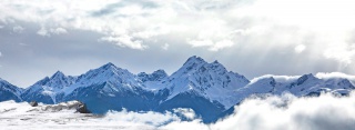 大气雪山创意合成海报