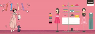 双十一时尚女孩抢购创意背景