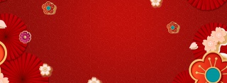 红色中国风花卉新年Banner背景
