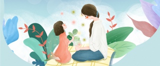卡通蓝色手绘母亲节鲜花园艺海报背景