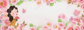 手绘文艺花卉母亲节banner