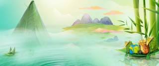 简约大气端午节中国风粽子背景海报