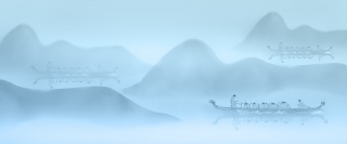 水墨远山中国风简约端午节赛龙舟背景