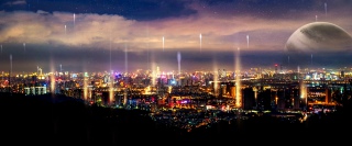 城市夜景创意背景